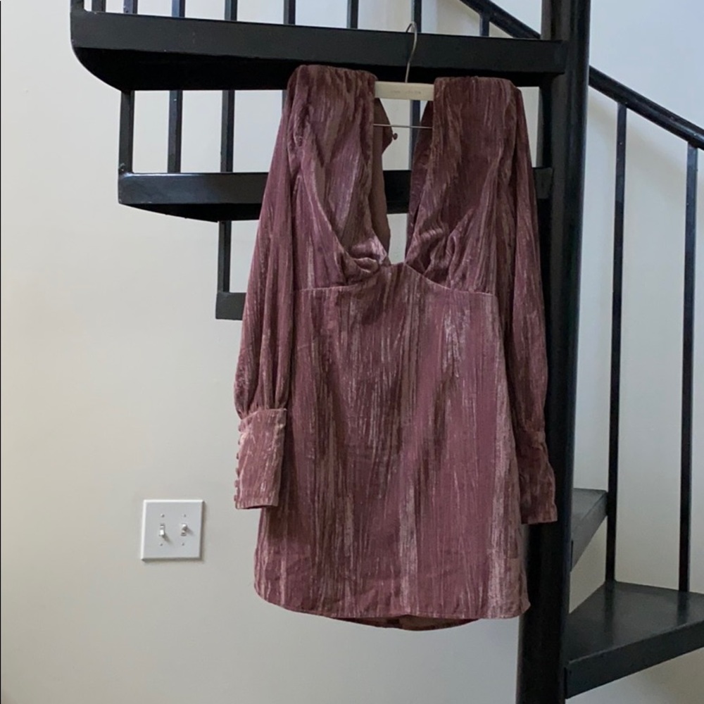 NBD long sleeve velvet mini dress
